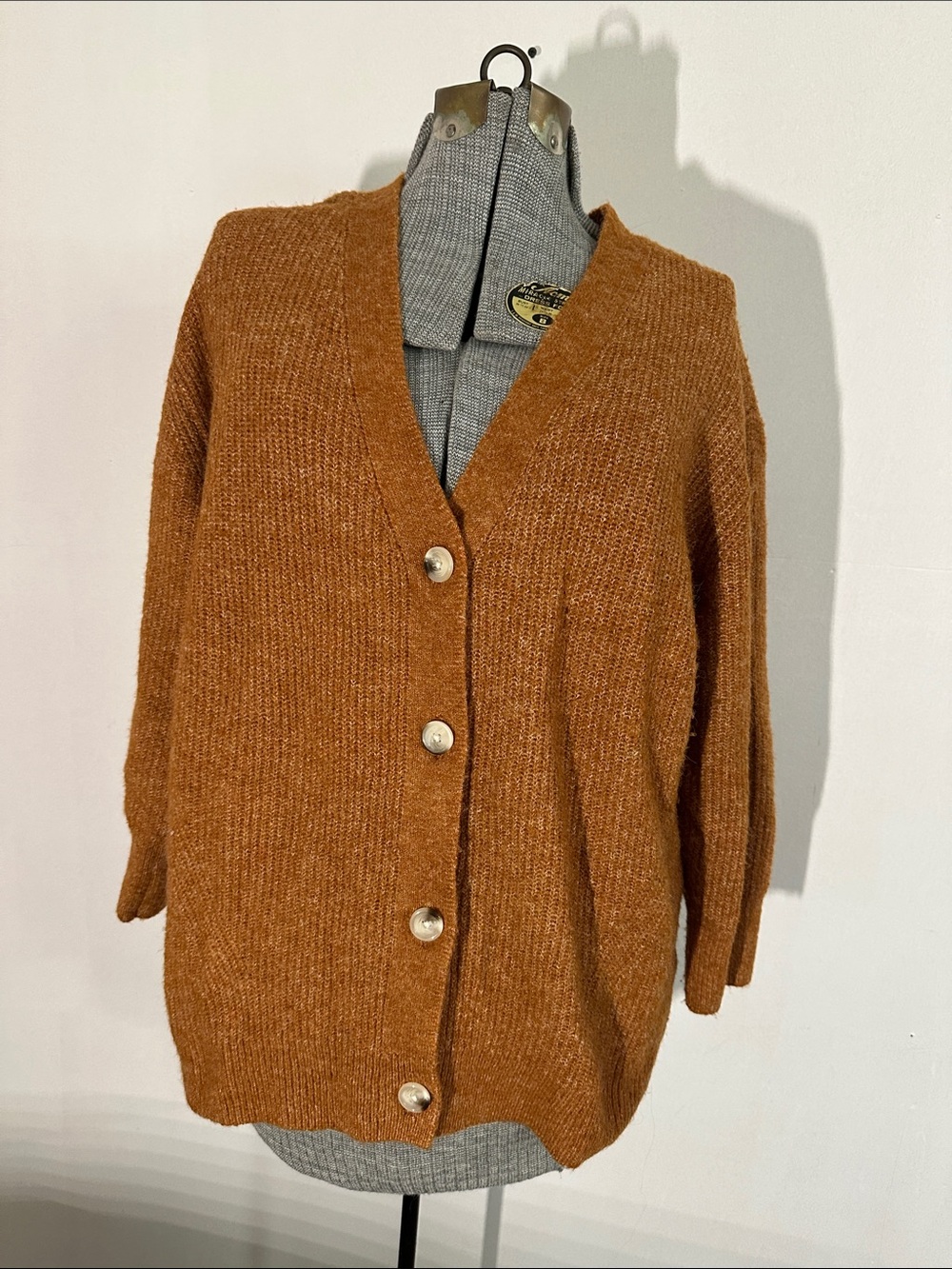 a new day Rust-Orange V-Neck Button Cardigan